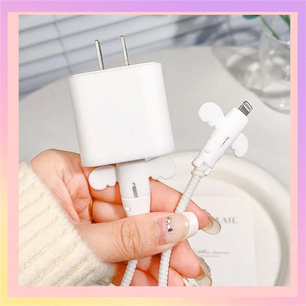 Durable Silicon Angel Wings Data Cable Protective Cover Charging Cable